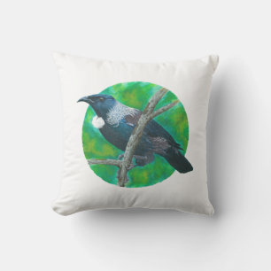 Neuseeland Tui - Malerei in Acryl Kissen