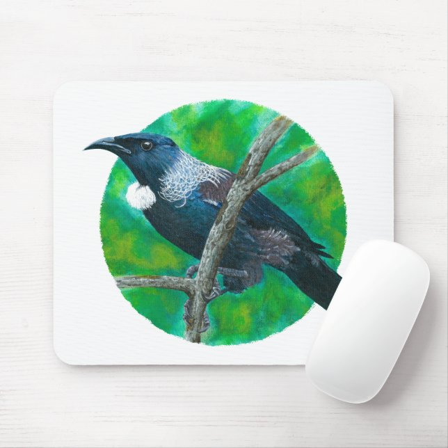 Neuseeland Tui - Malerei in Acryl Mousepad (Mit Mouse)