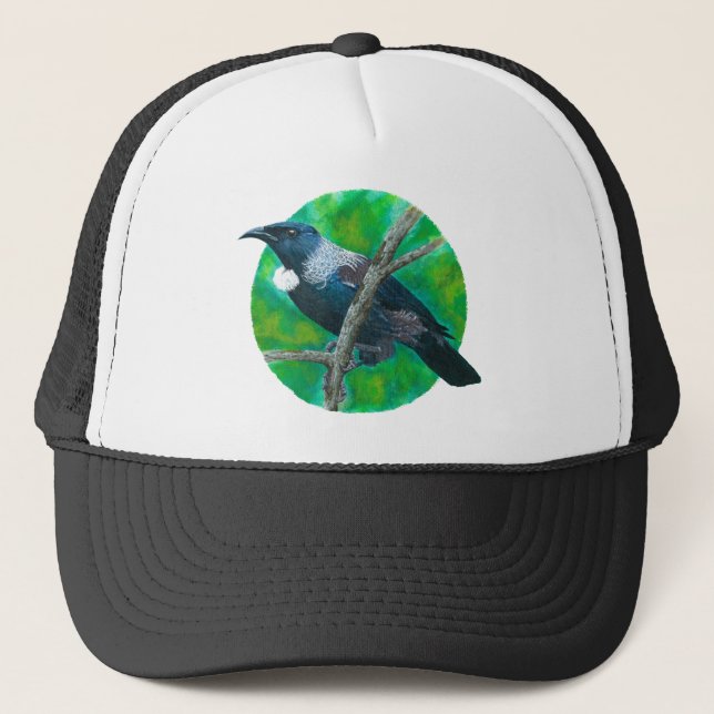 Neuseeland Tui - Malerei in Acryl Truckerkappe (Vorderseite)