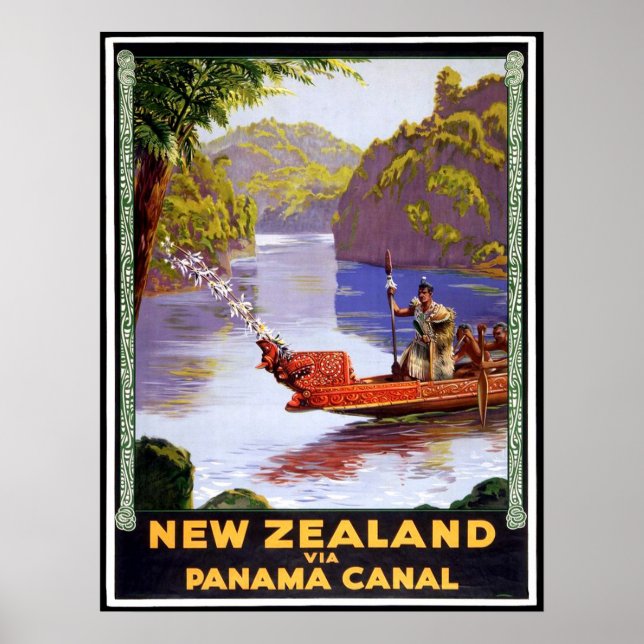 Neuseeland über den Panamakanal, Menschen auf dem  Poster (Vorne)