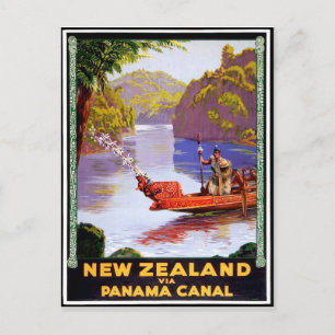 Neuseeland über den Panamakanal, Menschen auf dem  Postkarte