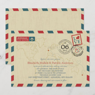 Neuseeland / UK Antiairmail   Hochzeit Einladung