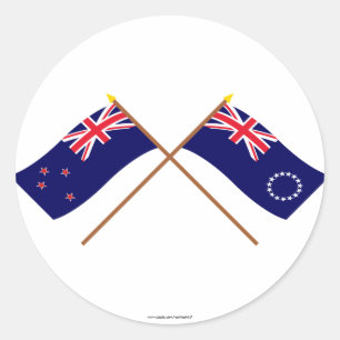 Neuseeland und die Cookinseln überquerten Flaggen Runder Aufkleber