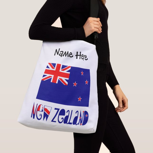Neuseeland und Neuseeland Flaggen mit Ihrem Namen Tragetaschen Mit Langen Trägern (Von Nahem)