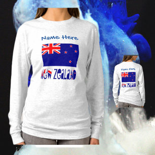 Neuseeland und Neuseeländische Flagge Blau Persönl T-Shirt