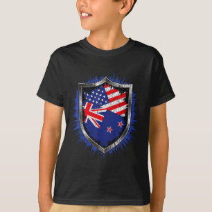 Neuseeland und US-Flagge USA Neuseeland-Flagge T-Shirt