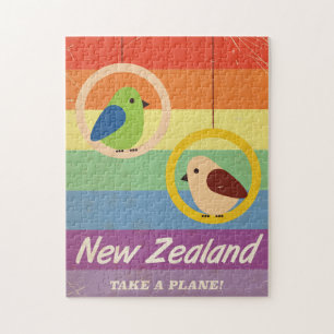 Neuseeland Vintage Regenbogen-Reiseposter