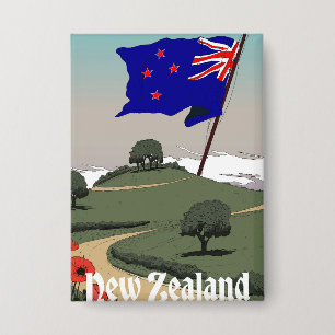 Neuseeland Vintage-Reise Button