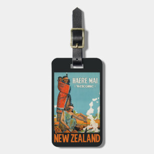 Neuseeland Vintage Reise Gepäckanhänger