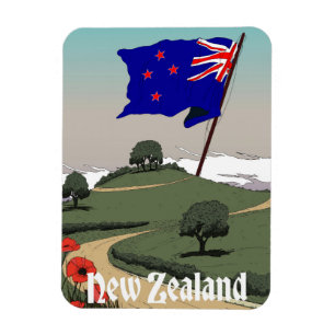 Neuseeland Vintage-Reise Magnet