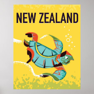 Neuseeland Vintage Reise Poster Kunst.
