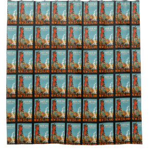 Neuseeland Vintage-Reiseposter Duschvorhang