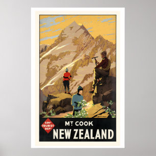 Neuseeland Vintage-Reiseposter - gerahmt Poster