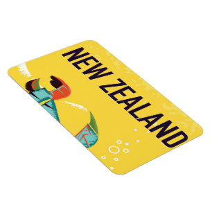Neuseeland Vintage-Reiseposter-Kunst. Magnet