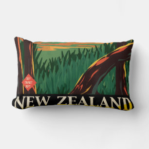 Neuseeland Vintage-Reiseposter Lendenkissen