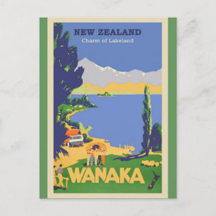 Neuseeland Vintage-Reiseposter Postkarte