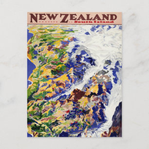 Neuseeland Vintage-Reiseposter Postkarte