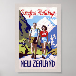 Neuseeland Vintage-Reiseposter restauriert Poster