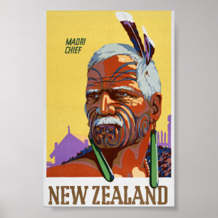 Neuseeland Vintage Reiseposter Restauriert Poster