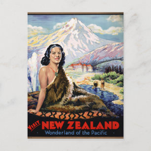 Neuseeland Vintage-Reiseposter restauriert Postkarte