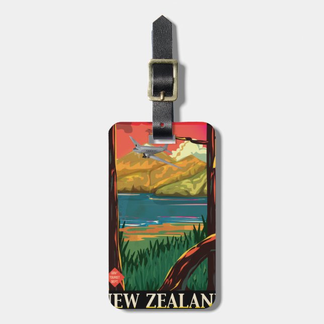 Neuseeland Vintage Travel Poster Gepäckanhänger (Vorderseite vertikal)