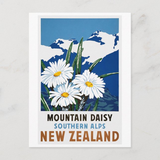 Neuseeland Vintage Travel Poster neu Postkarte (Vorderseite)
