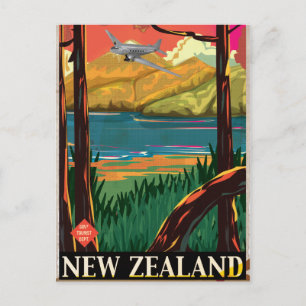 Neuseeland Vintage Travel Poster Postkarte
