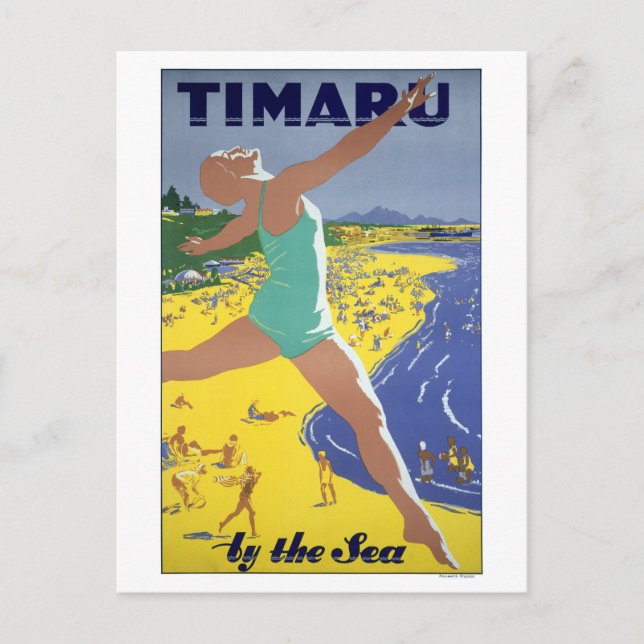 Neuseeland Vintage Travel Poster Postkarte (Vorderseite)
