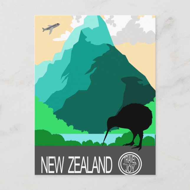 Neuseeland Vintages Design Postkarte (Vorderseite)