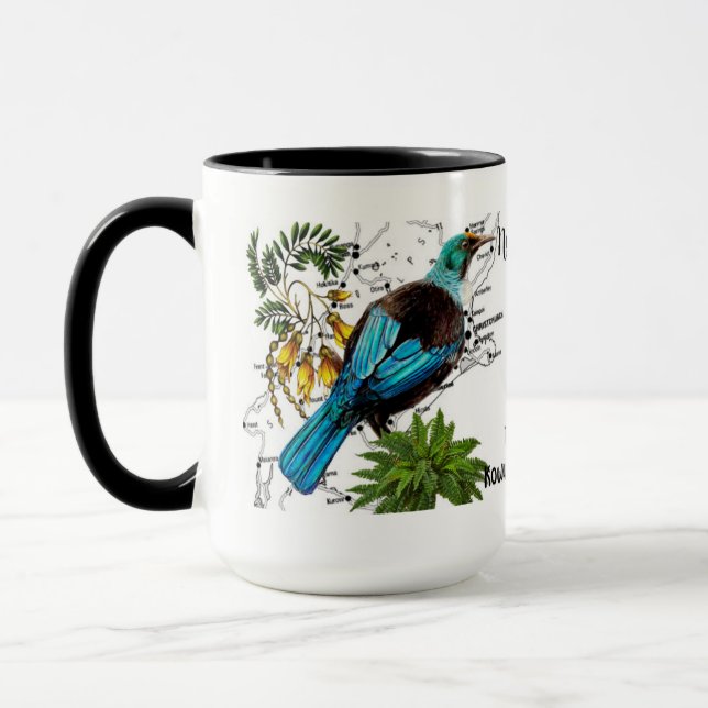 Neuseeland-Vogel-Kaffeetasse mit einheimischem Vog Tasse (Links)
