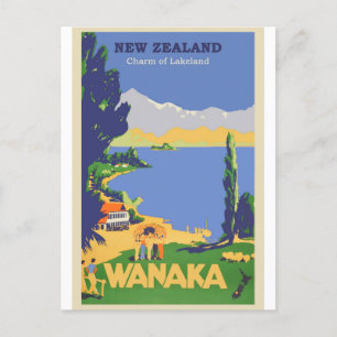 Neuseeland Wanaka Vintage Reise Postkarte
