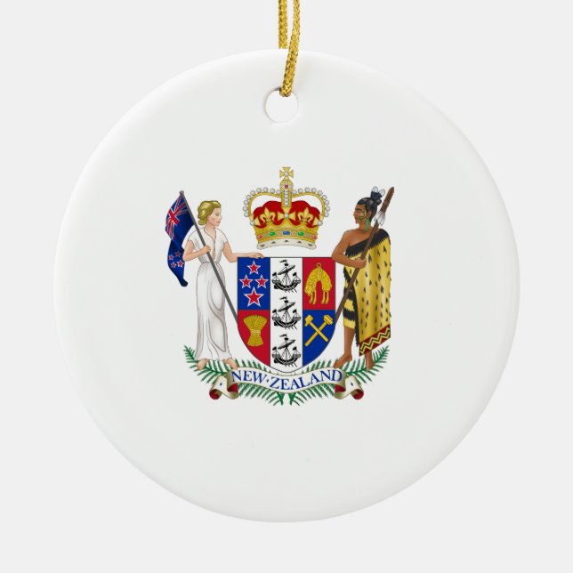 Neuseeland-Wappen Keramikornament (Vorne)