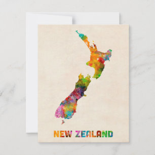 Neuseeland, Wasserfarbenkarte
