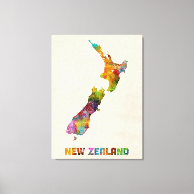 Neuseeland, Wasserfarbenkarte Leinwanddruck (Vorderseite)
