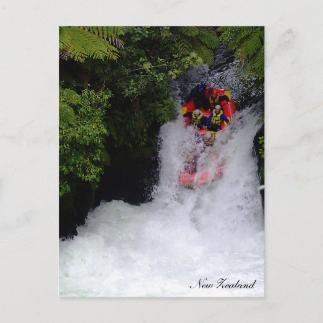 Neuseeland, Wildwasser-Rafting / Urlaub Postkarte (Vorderseite)