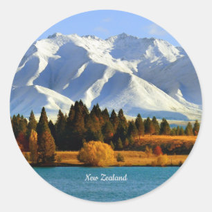 Neuseeländische Berglandschaft Runder Aufkleber