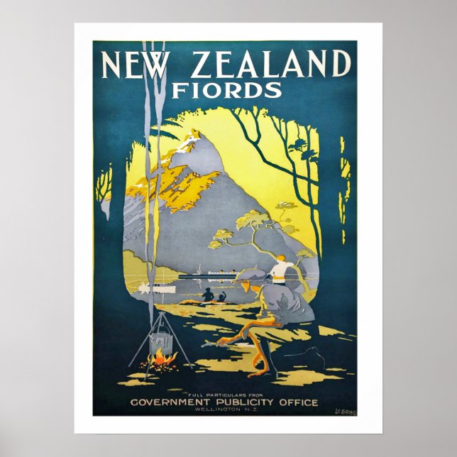 Neuseeländische Feste, Vintage-Reiseplakat Poster (Vorne)