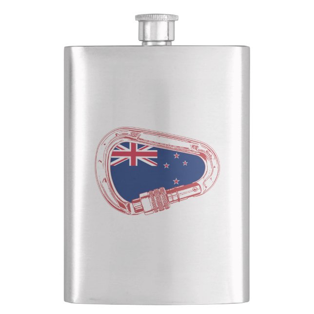 Neuseeländische Flagge Kletterer Carabiner Flachmann (Vorderseite)