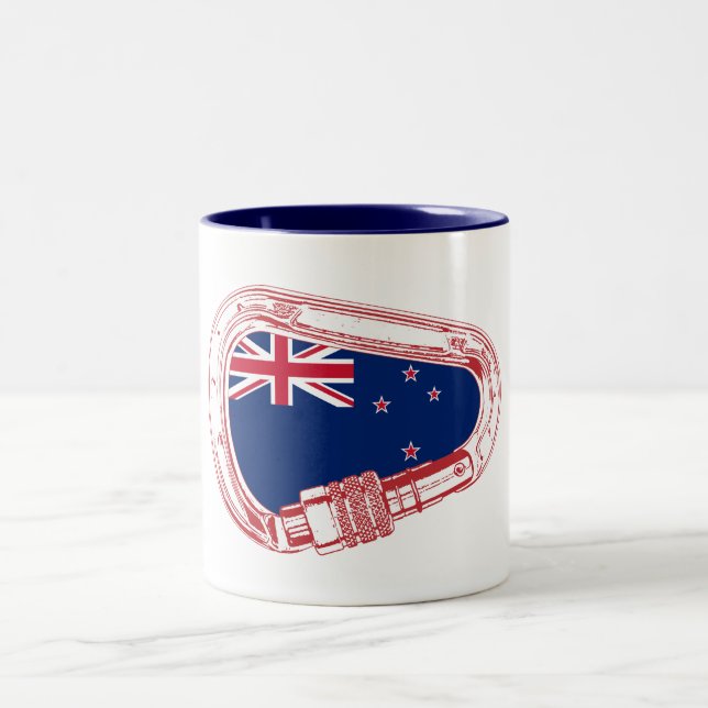 Neuseeländische Flagge Kletterer Carabiner Zweifarbige Tasse (Mittel)