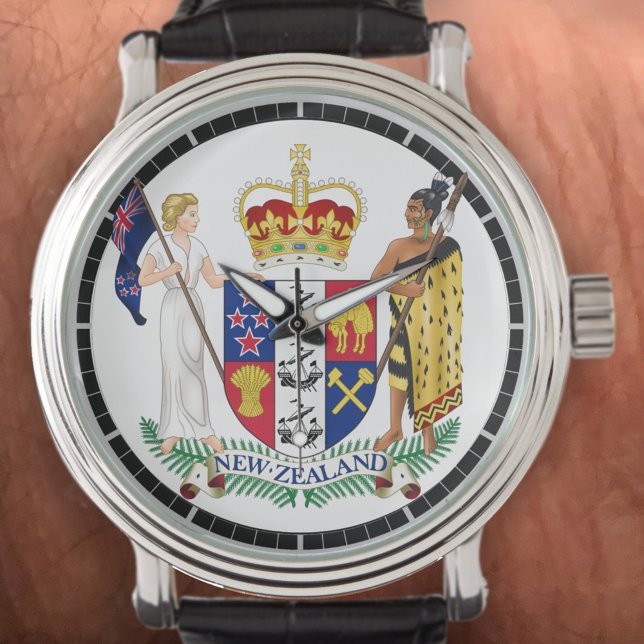Neuseeländische Wappen auf einer Armbanduhr (Von Creator hochgeladen)
