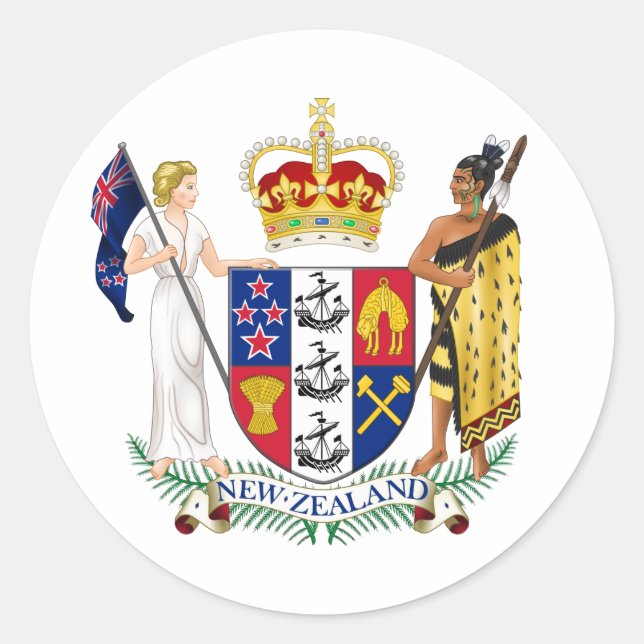 Neuseeländische Wappen Runder Aufkleber (Vorderseite)