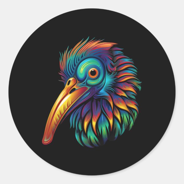 Neuseeländischer Kiwi Bird Pop Anima Runder Aufkleber (Vorderseite)