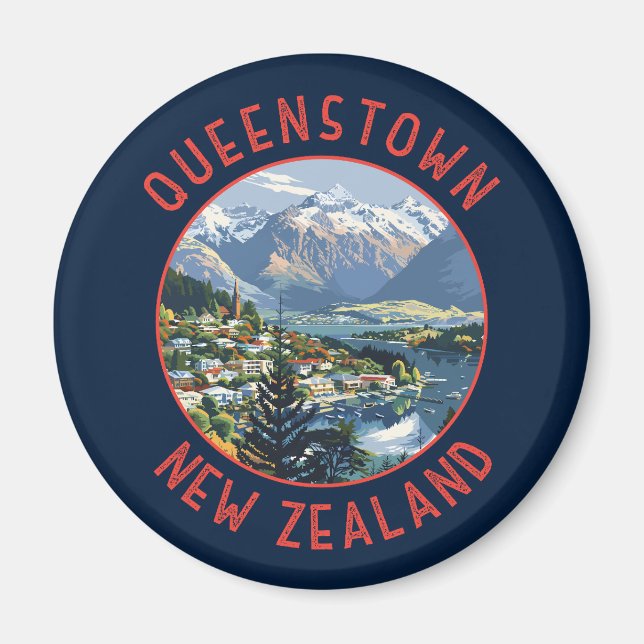Neuseeländischer Retro-Distressed Circle Magnet (Vorne)