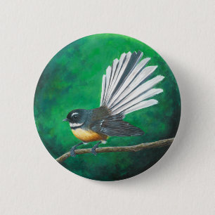 Neuseeländischer Vogelgeflügel (Piwakawaka) - Ab Button