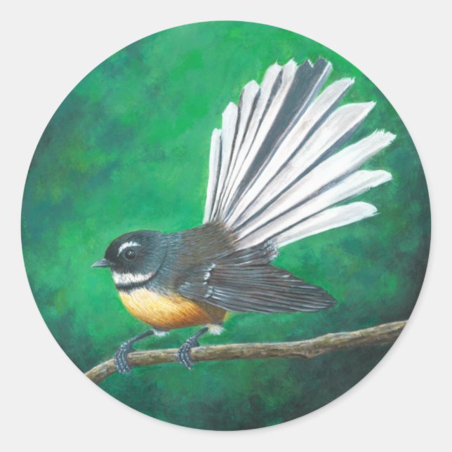 Neuseeländischer Vogelgeflügel (Piwakawaka) - Aufk Runder Aufkleber (Vorderseite)