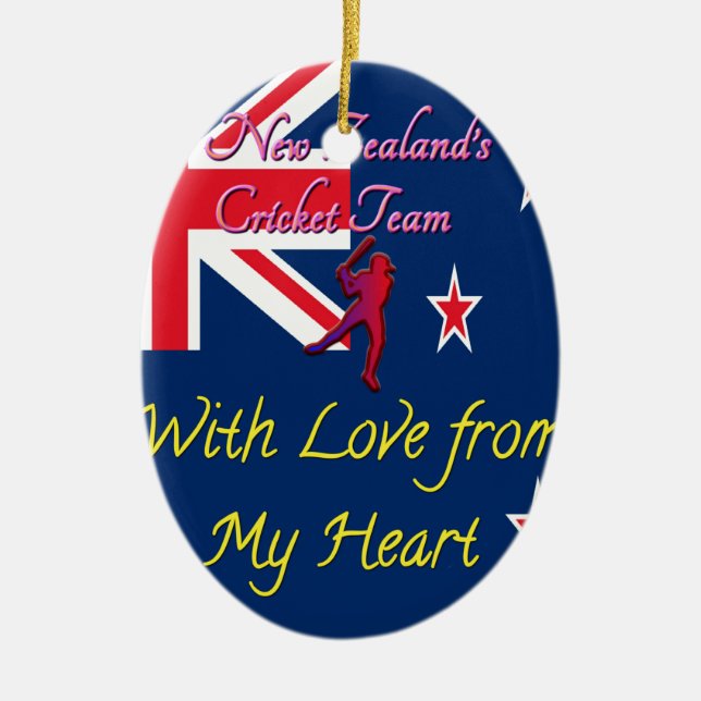 Neuseeländisches Cricket-Team: Liebe aus meiner Ku Keramik Ornament (Vorne)