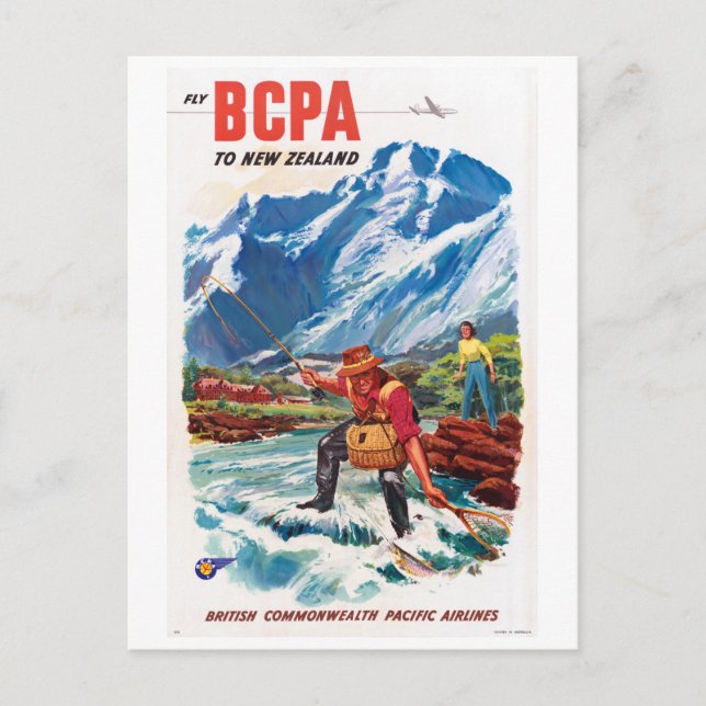 Neuseeländisches Vintage-Poster wiederhergestellt Postkarte (Vorderseite)