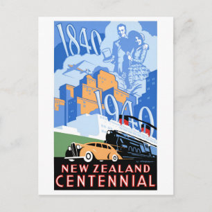 Neuseeländisches Vintage-Poster wiederhergestellt Postkarte