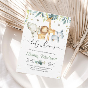 Neutral A Wild one Safari Baby Shower Einladung