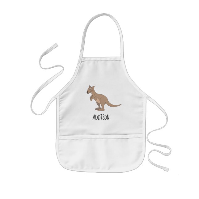 Neutral Australien Niedlich Kangaroo Doodle & Name Kinderschürze (Vorne)